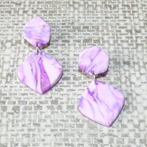 Polymer Clay Purple Marble Earrings